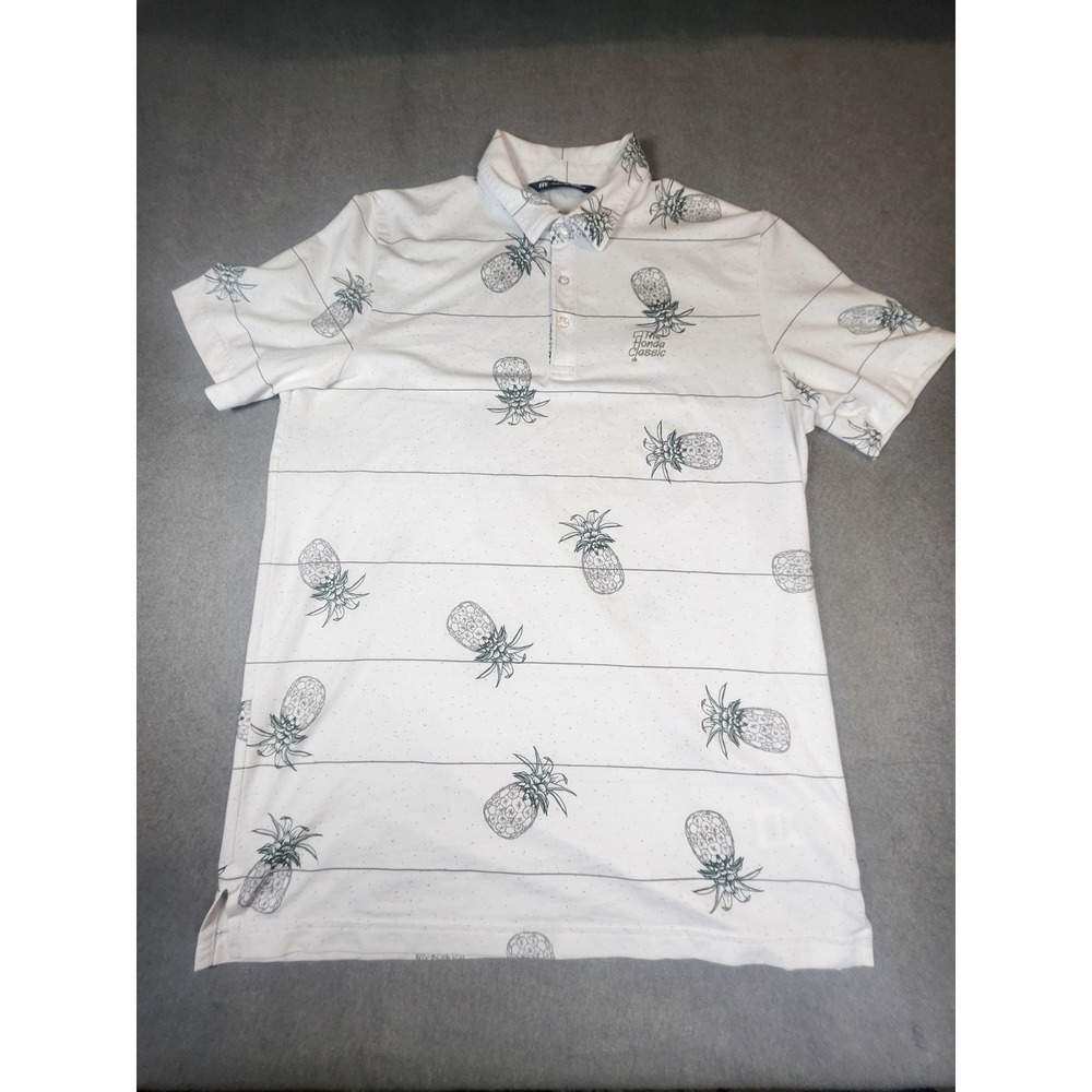 Travis Mathew  Golf Polo Mens M Performance Shirt Pineapples AOP Honda Classic‎
